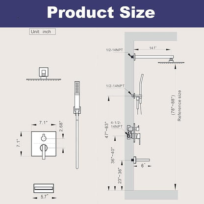 Shower System with Tub Spout, All Metal Bathtub Shower Faucet Set with High Pressure 10 Inch Rain Shower Head and Handheld Shower Head Set, Brushed Nickel (Valve Include) - Image 8