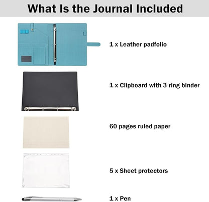 Wonderpool A4 PU Leather Portfolio Holder Ring File Document Case - Image 3