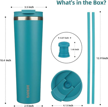 BJPKPK 34oz Tumbler With lid And Straw Stainless Steel Travel Coffee Mug Insulated Tumblers Cups,Laguna - Image 2