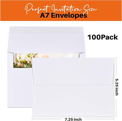 A7 Printable White Envelopes 5x7 100 Pack Quick Self Seal, - Image 2