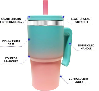 20-OZ Insulated Water Bottle,Insulated Stainless Steel Tumbler,Reusable Cold Drink Thermos,BPA-Free, Double-Wall Stainless Steel Water Bottle (Pink Blue Gradient, 20, Fluid Ounces) - Image 5