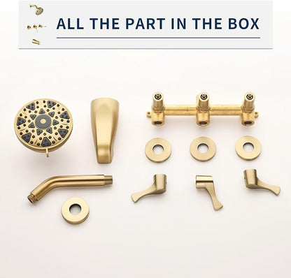 3 Handles Shower Faucet Set with Tub Spout Bathtub Shower Faucet Combo Set Shower System Complete Tub and Shower Trim Kit Brushed Gold Shower Set - Image 6