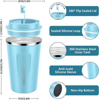 CS COSDDI 12 oz Stainless Steel Vacuum Insulated Tumbler - Coffee Travel Mug Spill Proof with Lid - Coffee Cups for Keep Hot/Ice Coffee,Tea and Beer - Image 3