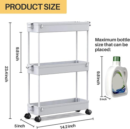 SPACEKEEPER Slim Rolling Storage Cart, 3 Tier Storage Organizer Laundry Room - Image 3