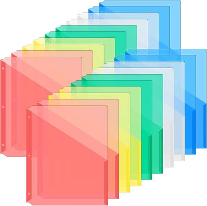 Maitys 30 Pack Binder Pockets 3 Hole Punch Clear Plastic Document Folders by Maitys
