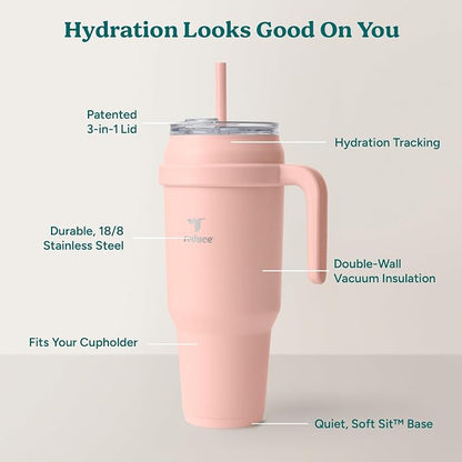 REDUCE 50 oz Stainless Steel Tumbler with Handle - Dual-Wall Vacuum Insulated Travel Mug, Sweat-Proof Lid & Reusable Straw - Keeps Drinks Cold for 24 Hrs, Fits Cupholders, Dishwasher Safe - Pink Clay - Image 4