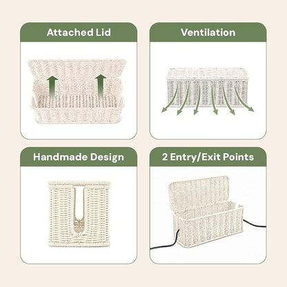 Cable Management Box, Handmade Rattan Cable Organizer - Image 6