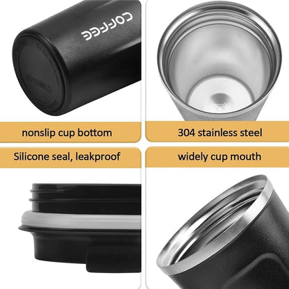 CS COSDDI 12 oz Stainless Steel Vacuum Insulated Tumbler - Coffee Travel Mug Spill Proof with Lid - coffee Cup for Keep Hot/Ice Coffee,Tea and Beer (Black) - Image 2