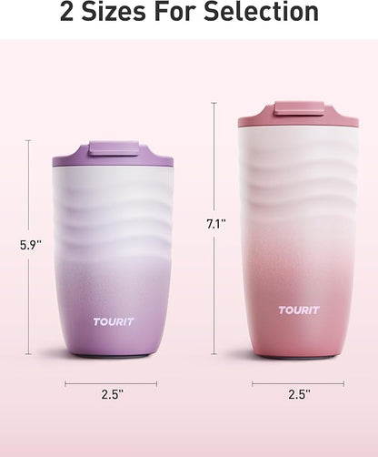 TOURIT 12 oz Travel Coffee Mug, Insulated Stainless Steel Travel Mug with Lid, Leak-Proof Double-Wall Vacuum Tumbler, Reusable Coffee Cup - Lilac - Image 6