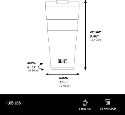 BUILT 24oz Shasta Double Wall Vacuum Insulated Stainless Steel Tumbler with Easy to Clean Flip to Open Lid, Oat - Image 4