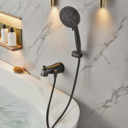 Black Tub Spout with Diverter,10 Settings High Pressure Hand held Shower with ON/OFF Pause Switch, All Metal Bathtub Faucet with Sprayer - Image 3