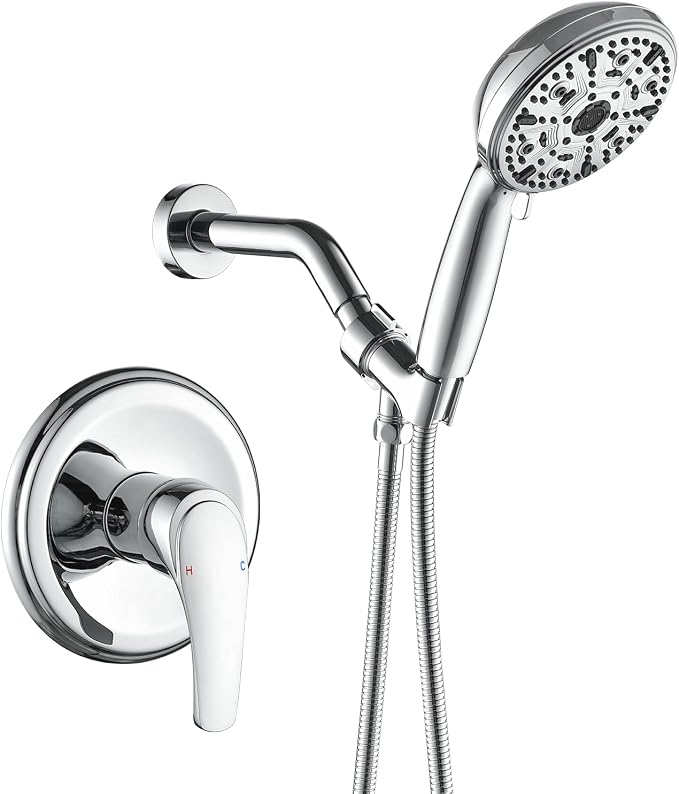 Single-Handle Shower Faucet Set Shower Kit with Valve Shower Trim Kit with 10 Spray Handheld Shower Head System Shower Valve and Trim Kit Chrome Shower Fixtures - 88065CP by VIKASI