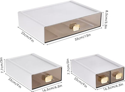 2 PACK Stackable Desk Organizer Stackable Storage Drawer Small Desk Organizer - Image 2