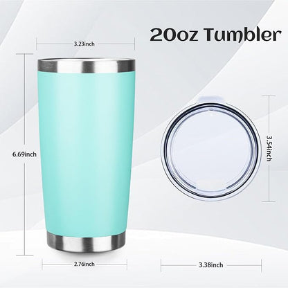 StarSpeed 20oz Tumbler Bulk with Lid, Stainless Steel Insulated Tumblers Double Wall Vacuum Insulated Travel Mug, Powder Coated Coffee Cups for Hot and Cold Drinks(Light Green,8) - Image 2