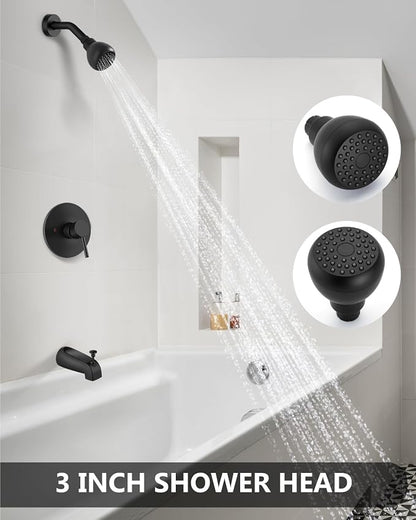 Tub Shower Faucet Set, Bathtub Tub Faucet Set with Valve and Shower Head, Single Handle Bathtub Faucet Set, Matte Black - Image 5