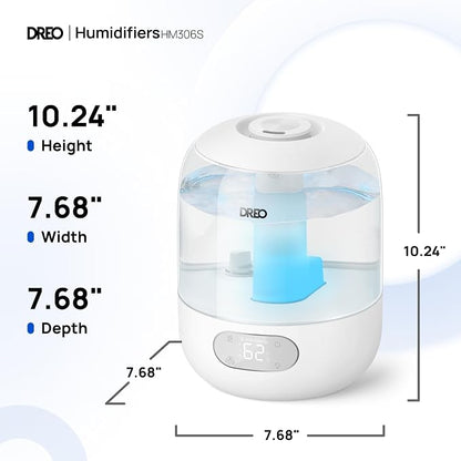 DREO Humidifiers for Bedroom, Cool Mist Ultrasonic Humidifier with 26dB Quiet & RGB Lighting, Top Fill 3L Tank, Easy Clean, 30 Hr Runtime for Home, Baby, Plant, Nursery, Work with Google/Alexa - Image 9