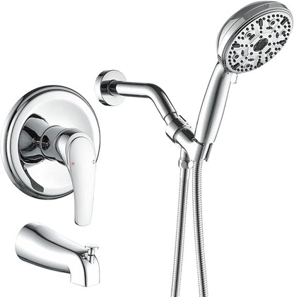 Tub Shower Faucet Set with 10 Spray Handheld Shower Chrome Shower Head and Handle Set Shower System with Tub Spout 4.7 Inch Shower Handheld Shower Fixtures Tub and Shower Trim Kit by VIKASI