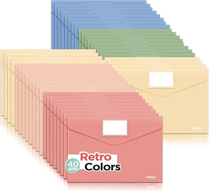 Sooez 40 Pack Plastic Envelopes, Plastic File Folder, Folders by Sooez