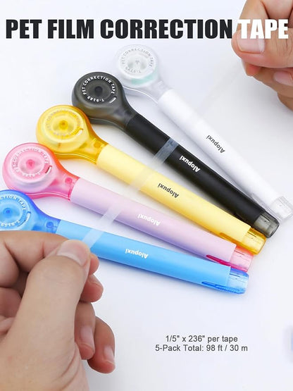 5-Pack White Correction Tape Pens, 1/5" x 236", Push-Pull Protective Cover | - Image 4
