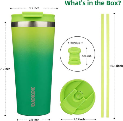 BJPKPK 22oz Tumbler With lid And Straw Stainless Steel Travel Coffee Mug Insulated Tumblers Cups,Bamboo Grove - Image 2