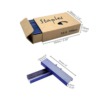 Blue 26/6 Standard Staple Set 12mm Width 1000/Box 4 Boxes/Pack 4000 Count - Image 2