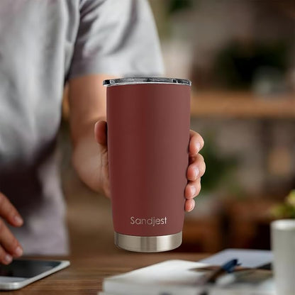 SANDJEST Stainless Steel Tumbler 20 oz, Double Wall Vacuum Insulated Mug with Lid, Travel Coffee Cup for Women Men Friends, Birthday Christmas (Mahogany Red) - Image 7
