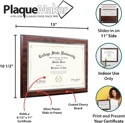 PlaqueMaker Certificate Frame, Cherry Wood - Image 4