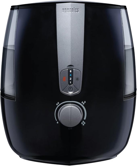 Homedics TotalComfort Plus Humidifier – Large Air Humidifiers for Bedroom, Plants – Top-Fill 5.3L Water Tank with Cool and Warm Mist, Essential Oil Pads, Colored Night-Light, Black by Homedics