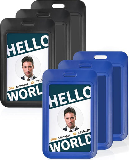Uniclife 6 Pack Sliding ID Badge Holder Vertical Hard Plastic Case by UnicLife