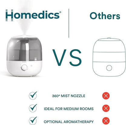 Homedics Ultrasonic Top Fill Humidifier, Cool Mist, 360° Nozzle, Up to 25 Hour Runtime, for Large Room, Bedroom, Nursery, Plants - Image 9