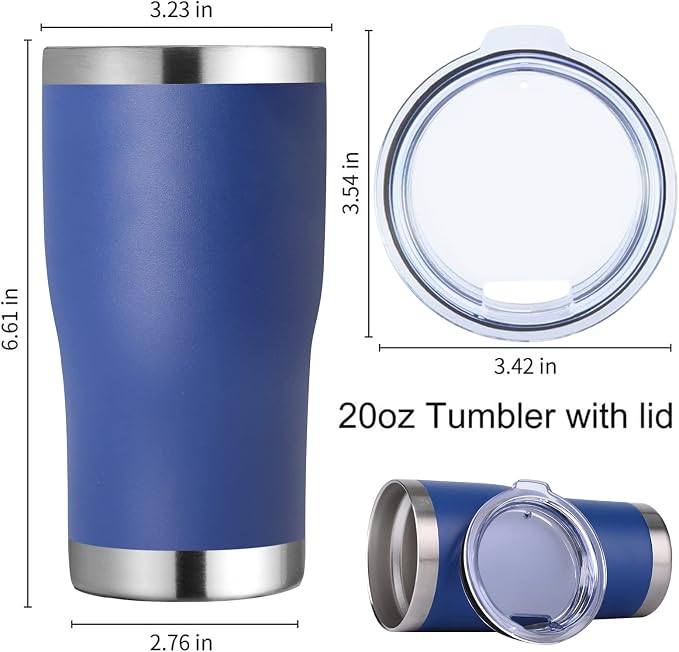 DOMICARE 20oz Tumbler with Lid Stainless Steel Tumblers Bulk, Double Wall Vacuum Insulated Coffee Travel Mug Powder Coated Tumbler, 4 Count (Pack of 1) Dark Blue - Image 5