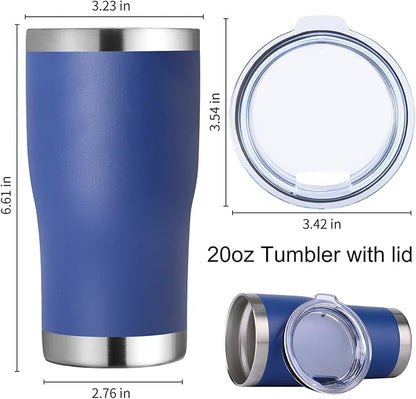 DOMICARE 20oz Tumbler with Lid Stainless Steel Tumblers Bulk, Double Wall Vacuum Insulated Coffee Travel Mug Powder Coated Tumbler, 4 Count (Pack of 1) Dark Blue - Image 5