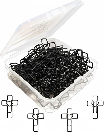 60PCS Black Heart Cross Paper Clips by MORNLIGHT