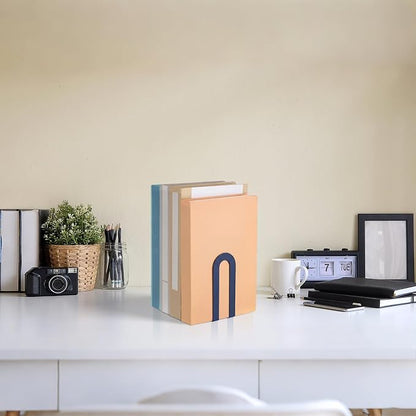 Chunful 6 Pcs Blue Modern Metal Book Ends - Image 6