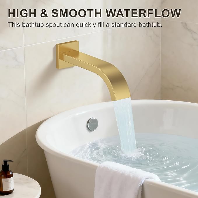 Brushed Gold Shower System with Tub Spout, Ceiling Mounted Bathtub Shower Faucet Set, 12" Rainfall Shower Head and Handheld Shower Combo, High Pressure Shower Fixtures Set with Rough-in Valve - Image 3