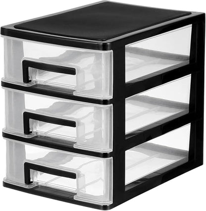 Plastic Stacking Desktop Storage Drawers 3-Drawer Storage Organizer, Small by Gatuida