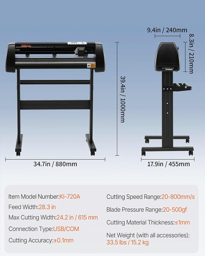 VEVOR 28-inch Cutting Machine for Vinyl, Features LCD Screen, Dual Adjustable - Image 7