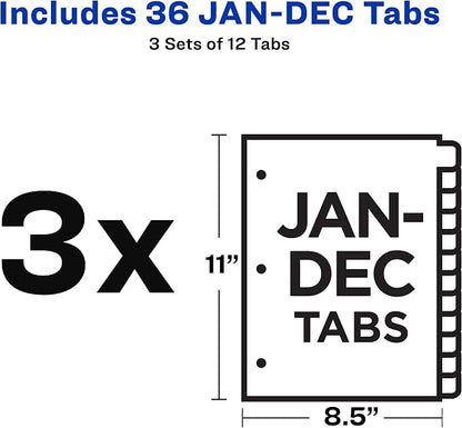 Avery Jan-Dec Dividers for 3 Ring Binders, 12 Tabs per Set, Pre-Printed Black - Image 5