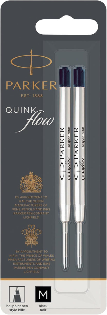PARKER QUINKflow Ballpoint Pen Ink Refill, Medium Tip, 2 Pack - Image 8