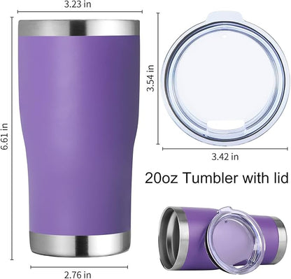 DOMICARE 20oz Tumbler with Lid Stainless Steel Tumblers Bulk, Double Wall Vacuum Insulated Coffee Travel Mug Powder Coated Tumbler, 8 Count (Pack of 1) Purple - Image 5