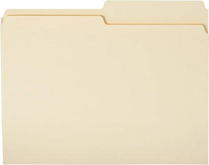 Amazon Basics Manila File Folders, Letter Size, 1/2 Tab in Left and Right by AmazonBasics
