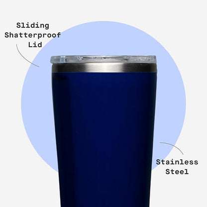 Corkcicle Classic Tumbler - Keeps Drinks Cold for 9 Hours & Hot for 3 - Triple-Insulated Stainless Steel - Holiday Tumbler Gift - 24 oz - Gloss Midnight Navy - Image 5