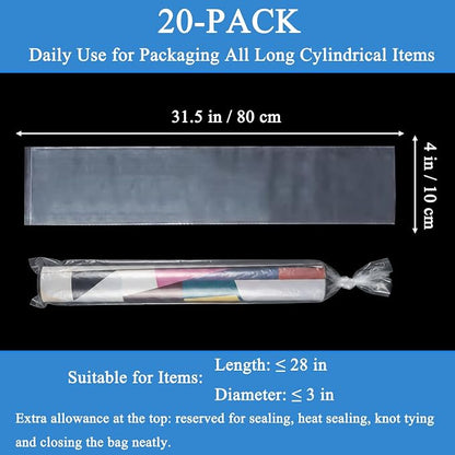 20PCS 4" x 30" Extra Long Clear Plastic Sleeves - Image 2