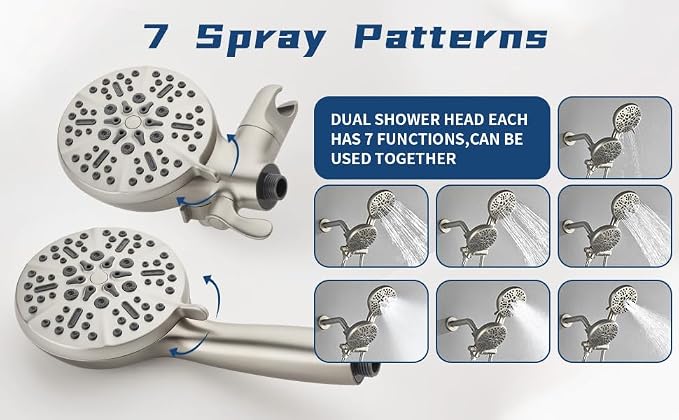 2 Handles Shower Faucet Set with Tub Spout Bathtub Shower Faucet Combo Set Shower System Complete Tub and Shower Trim Kit Brushed Nickel Wall Mounted Shower Fixtures - Image 4