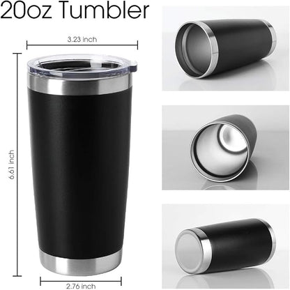 HASLE OUTFITTERS 20oz Stainless Steel Tumblers Bulk, Insulated Travel Cup with Lid, Double Wall Vacuum Coffee Mug for Cold & Hot Drinks 4 Pack, Black - Image 2