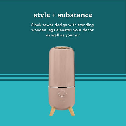 Homedics Ultrasonic Humidifier, Bedrooms and Home Offices, 0.97-Gallon Tank, 45-Hour Runtime, Visible Ultra-Quiet Cool Mist, Aromatherapy, Demineralization Cartridge, Night-Light, Auto-Off, Taupe - Image 5