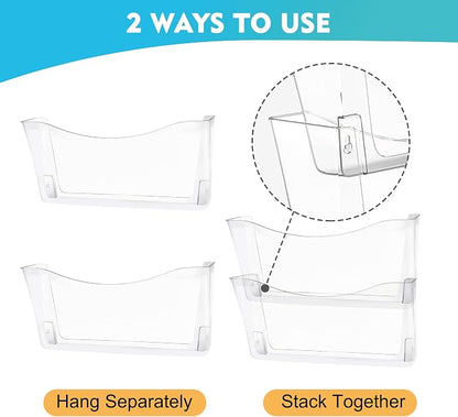 EASEPRES 6 Pack Clear Single Pocket Hanging File Organizer, Plastic Wall Mount - Image 4