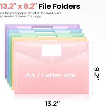 Sooez 10 Packs Plastic Envelopes Plastic File Folders, Fresh Colors - Image 2