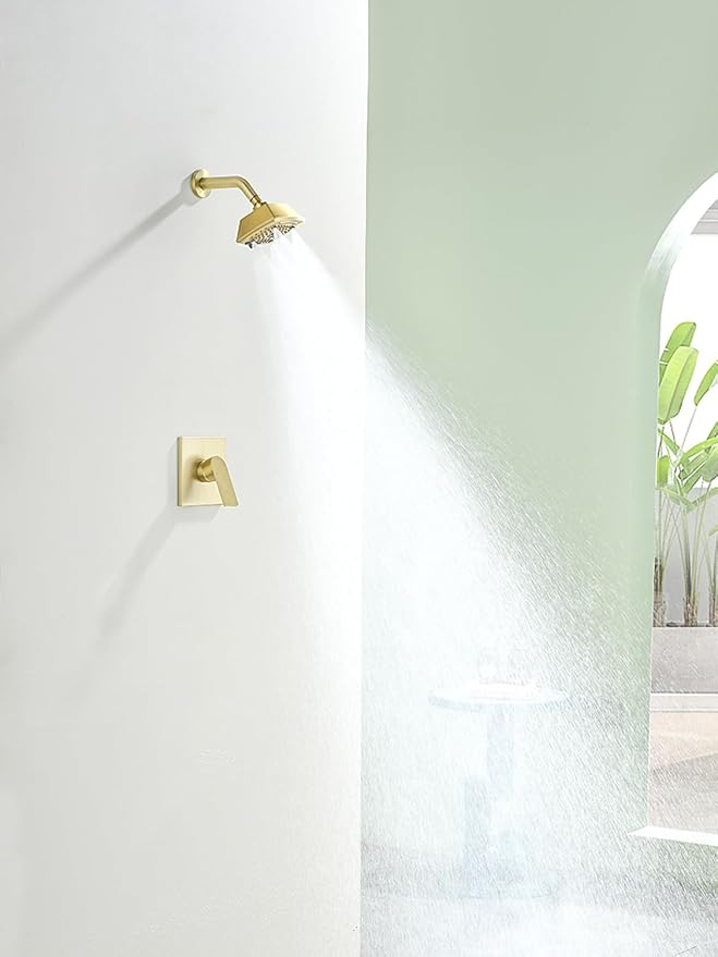 Brushed Gold Shower Faucet Set 6 Setting Shower Head 5 Inch Shower Trim Kit Modern shower valve kit High Pressure Shower Fixtures Shower System - Image 7