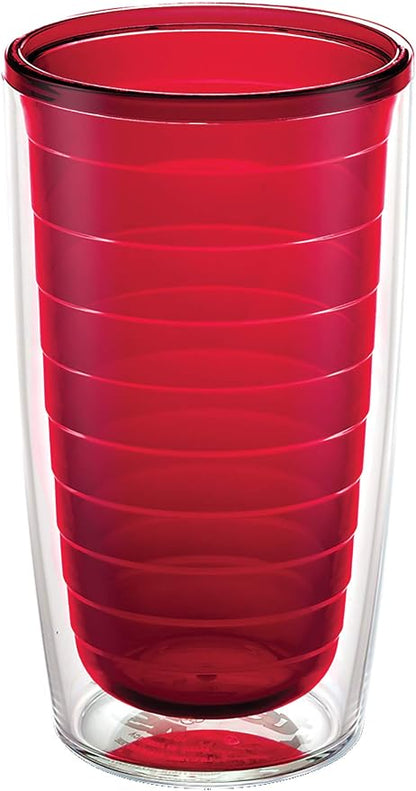 Tervis Clear & Colorful Tabletop Made in USA Double Walled Insulated Tumbler Travel Cup Keeps Drinks Cold & Hot, 16oz, Red by TervisTumblerCompany